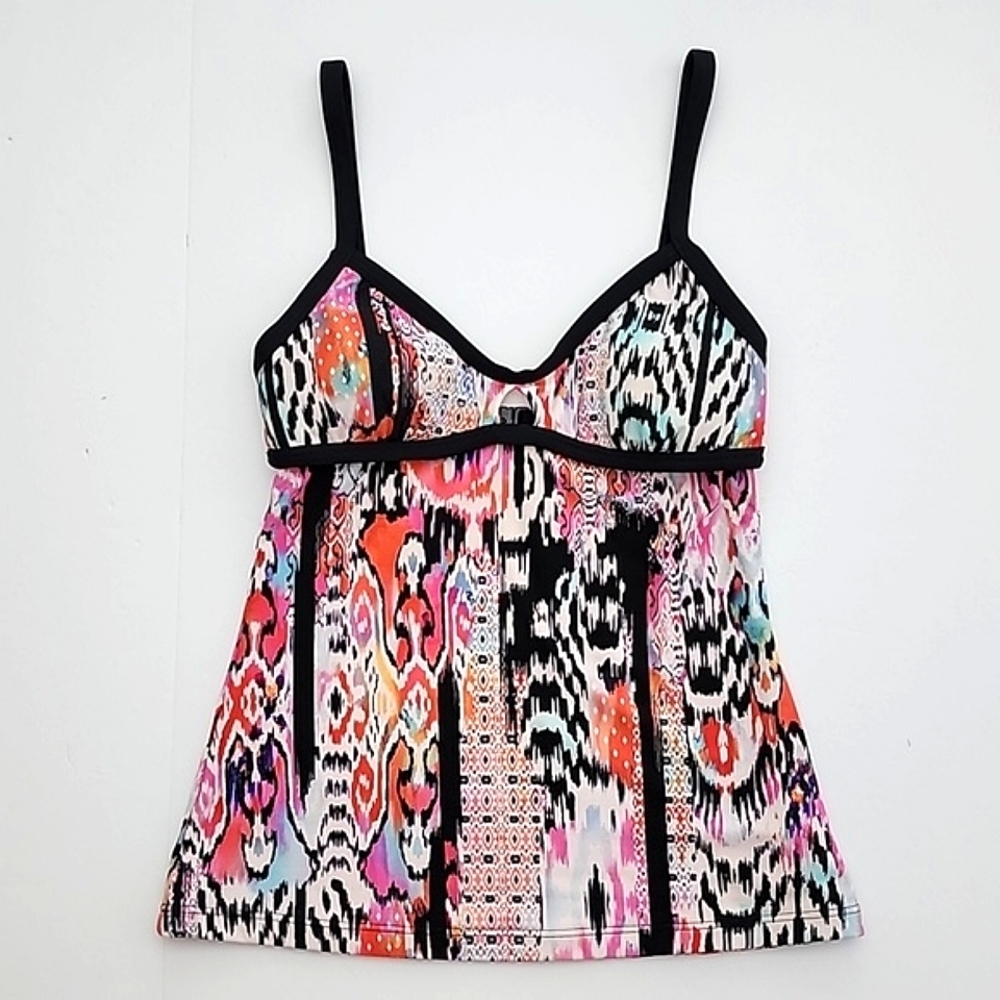 Seafolly Beach Women's Gypsy Nectarine Tankini Top White Pink Black Trim 6 - Picture 7 of 16